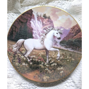 Vintage 90's Unicorn Ruth Sanderson Porcelain 8” Plate Fairycore Cottagecore Y2K